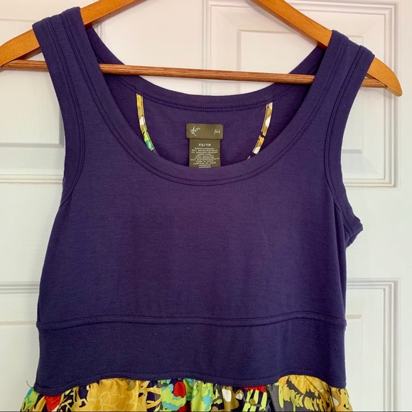 Navy & Floral A Line Tank Dress Anthropologie XS - Picture 4 of 5